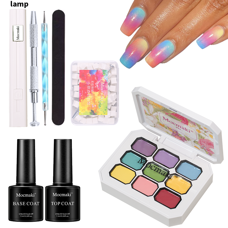 Hot Gel Polish Outstanding Gel Nail Polish Gradient Semi Ombre Pat Painting Gel with Sponge